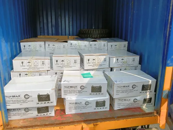 TOP GEAR Battery cartons loaded inside a delivery vehicle